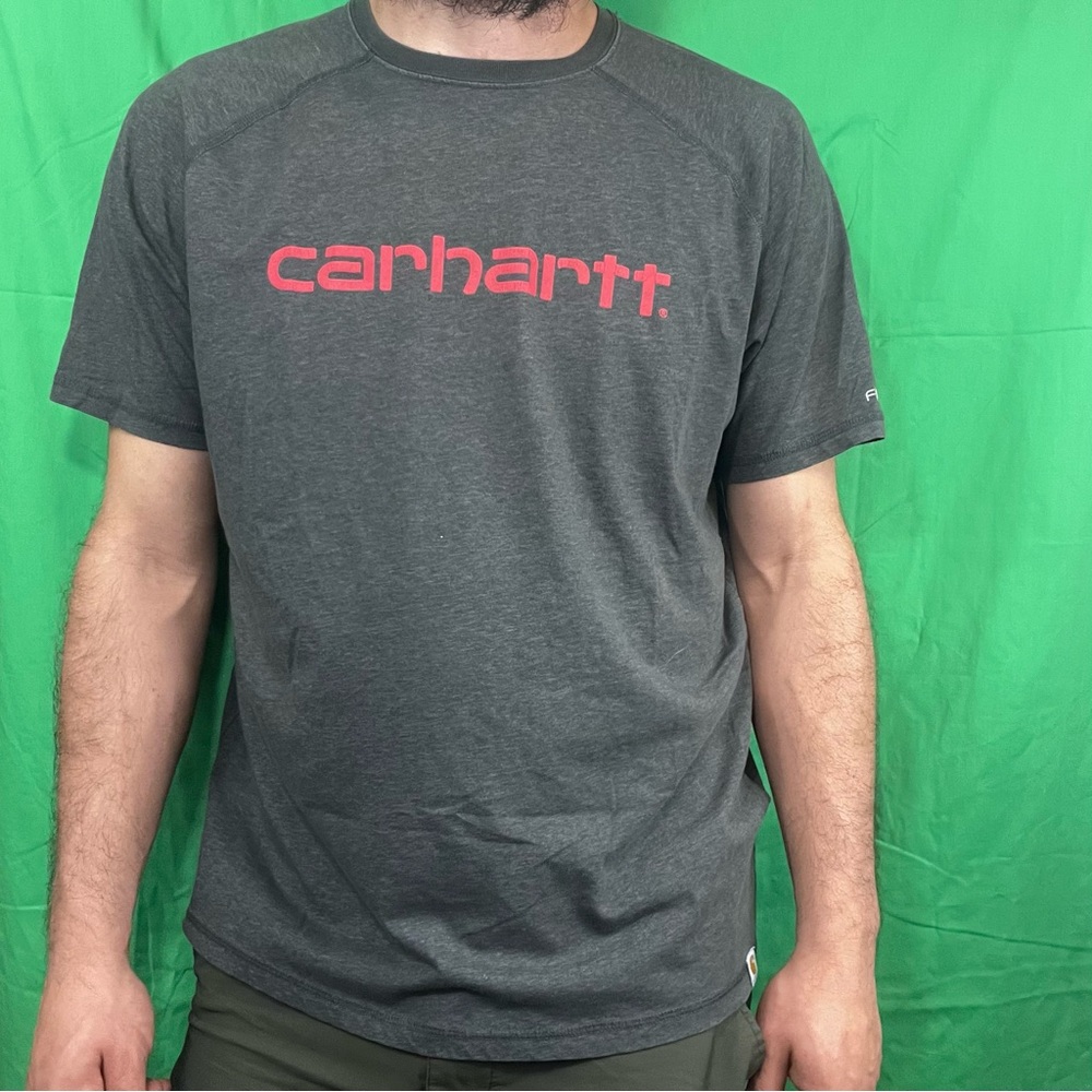 Carhartt Men's Charcoal Tee with Red Logo